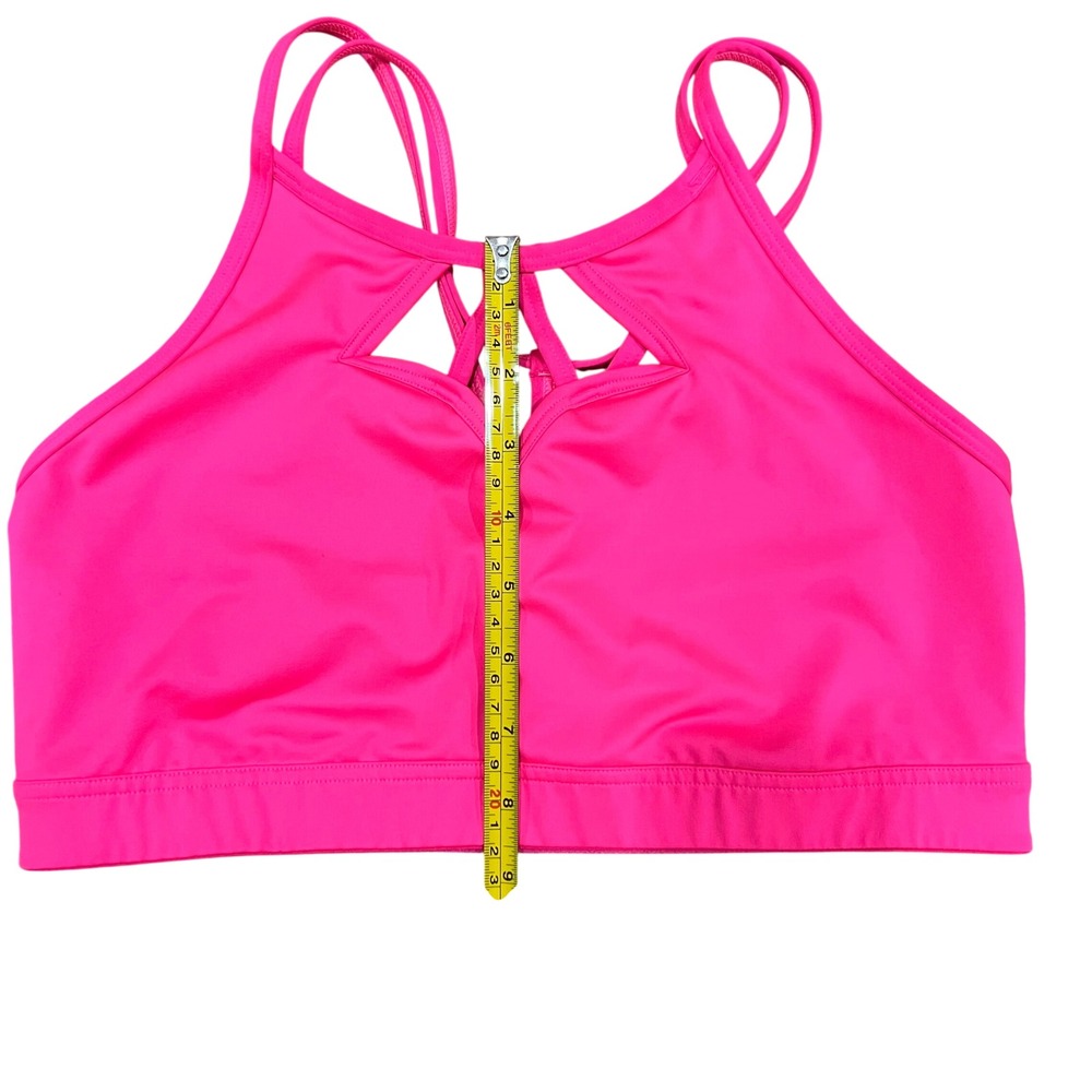 Victoria Sport Neon Pink Lattice Cutout Strappy Back Sports Bra Size Large - Picture 5 of 5
